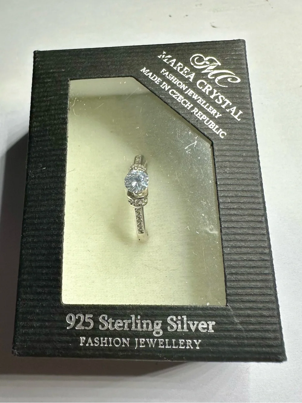 925 Sterling Silver CZ Solitaire Pave Ring Size 8 NWT Box